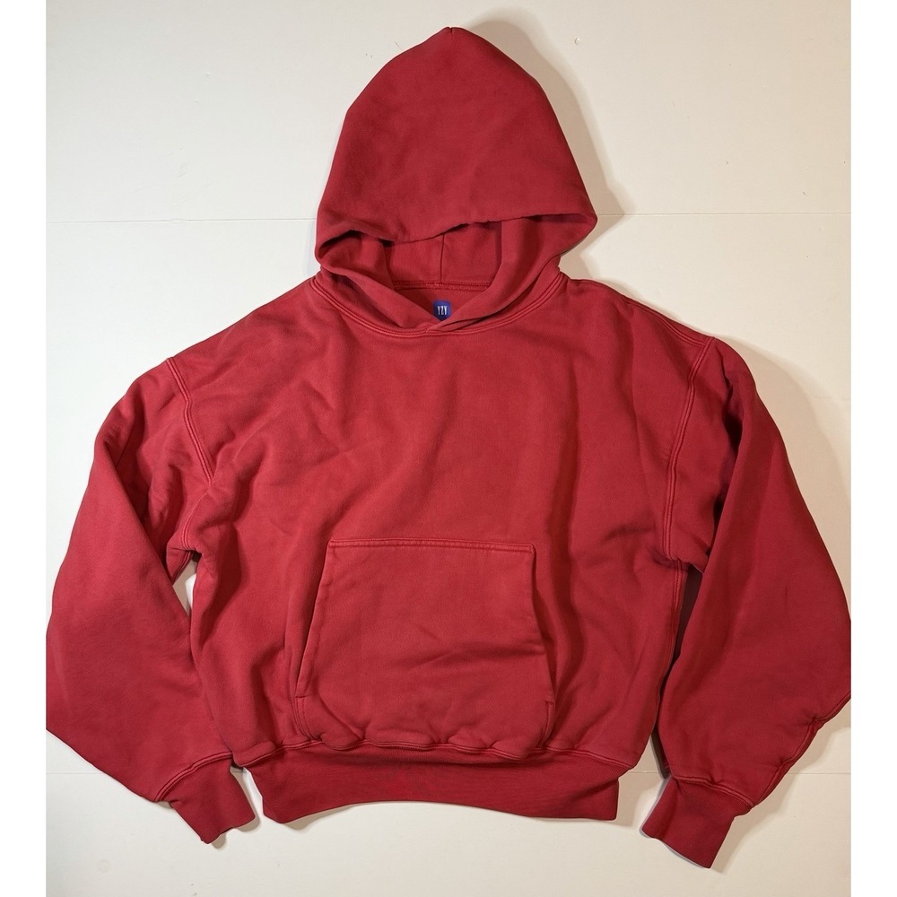 YZY Gap Double Layered Boxy Cropped Heavyweight Perfect Hoodie Red